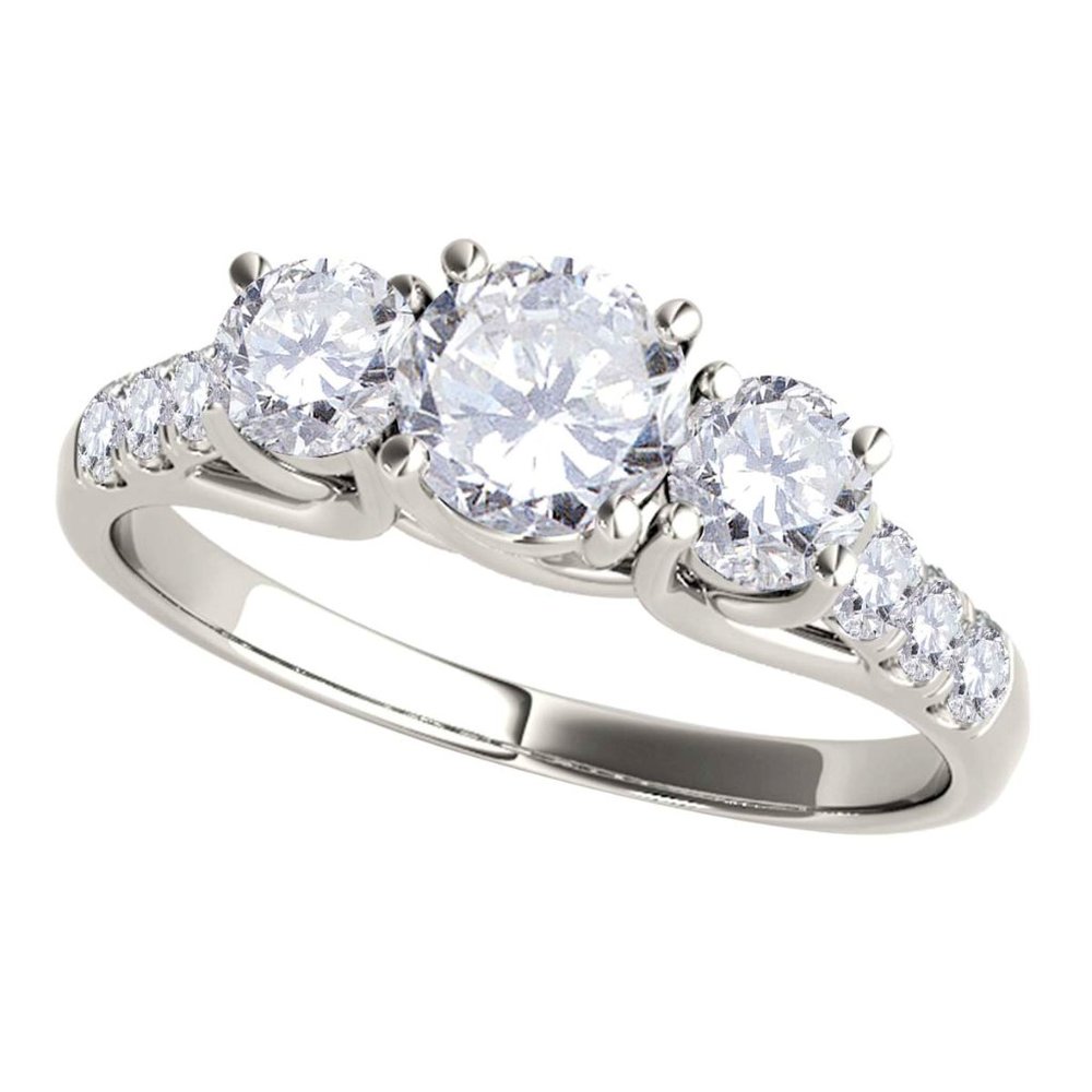 0.5 Ct Diamond 3-Stone Engagement Ring In 14K Gold